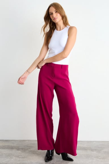 PANTALON LISO BURDEOS MUJER IO - 1