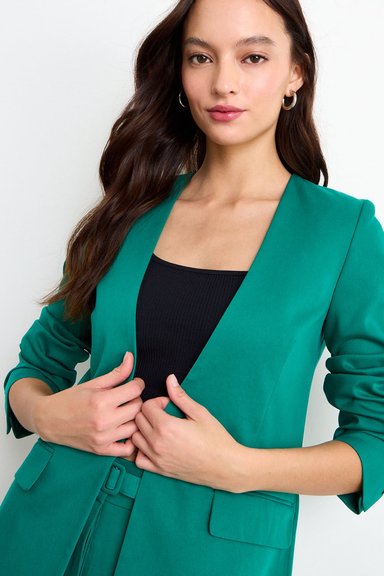 BLAZER LISO VERDE TURQUESA MUJER IO - 1