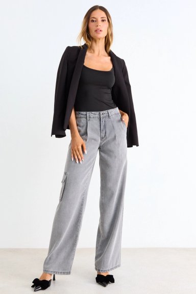 JEANS CARGO GRIS MUJER ASH - 1