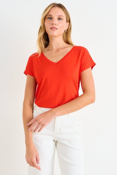 POLERA MANGA CORTA LISA ROJA MUJER ASH - 2