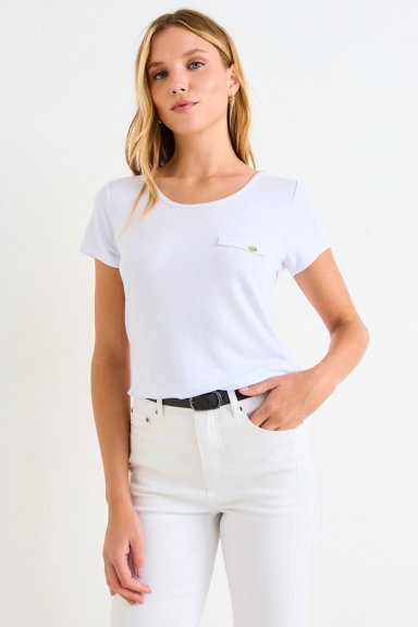 POLERA MANGA CORTA LISA CRUDO MUJER ASH - 1