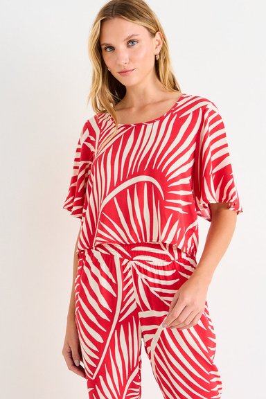 POLERA MANGA CORTA FANTASIA ROJO MUJER ASH - 1