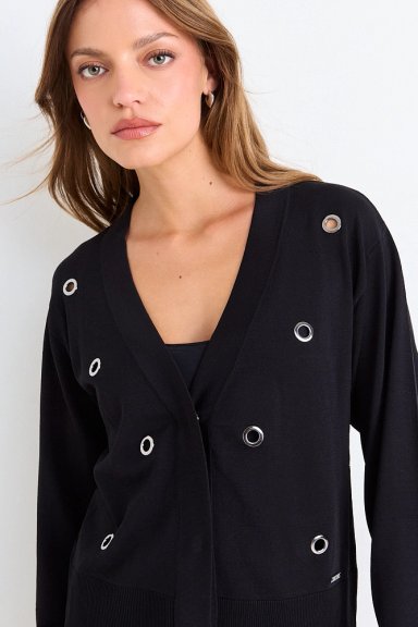 CARDIGAN CON APLICACIONES METALICAS NEGRO MUJER ASH - 1