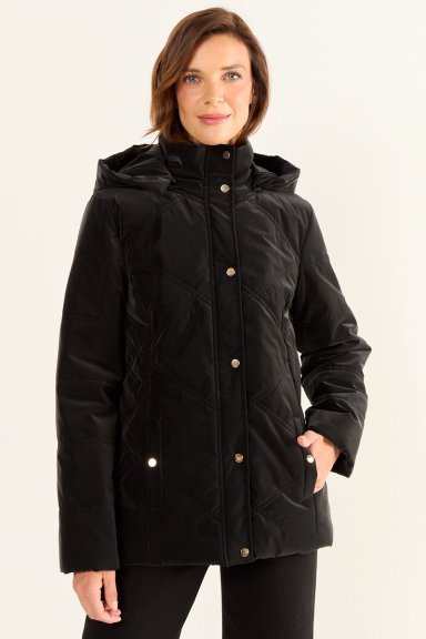 PARKA CON GORRO NEGRO MUJER MAGRIFFE - 1