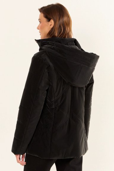 PARKA CON GORRO NEGRO MUJER MAGRIFFE - 3