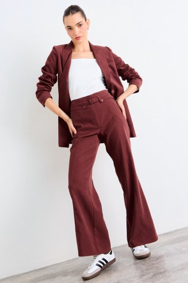 PANTALON LISO CAFE  MUJER IO - 1