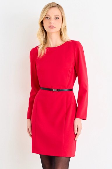VESTIDO FORMAL BASICO ROJO MUJER ASH - 1