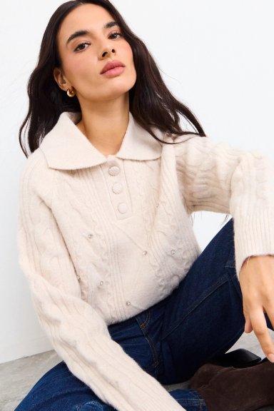 SWEATER LISO BEIGE MUJER IO - 1