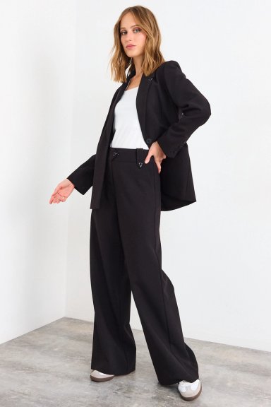 PANTALON LISO NEGRO MUJER IO - 5
