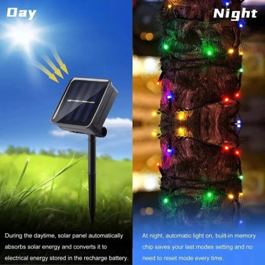 LUCES NAVIDAD LED 100 FOCOS SOLAR GUIRNALDA 10 METROS 2 UNIDADES - 5