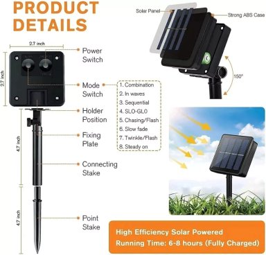 LUCES GUIRNALDA LED 200 FOCOS SOLAR ALAMBRE HADA BODA 20MTS - 4