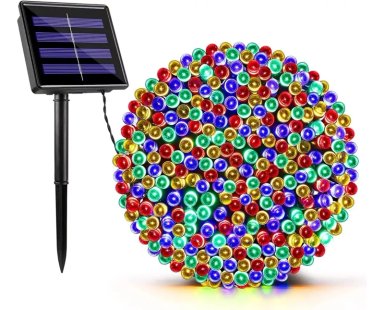 LUCES LED SOLAR NAVIDAD GUIRNALDA COLOR MULTICOLOR 10 METROS - 1