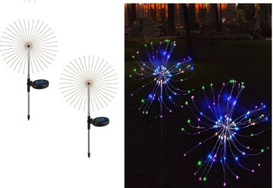 LUCES LED SOLAR FUEGO ARTIFICIAL NAVIDAD 2 UNIDADES - 1