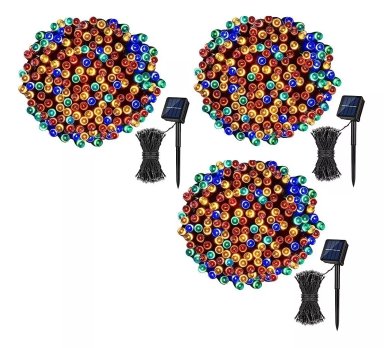 LUCES PACK 3 SOLAR NAVIDAD GUIRNALDA MULTICOLOR 10 METROS - 1