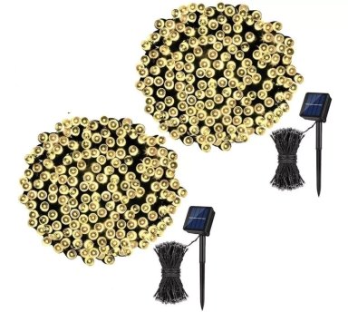 LUCES NAVIDAD X2 SOLAR GUIRNALDA AMARILLO 10 M - 1
