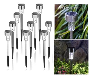 PACK X10 ESTACAS FARO LAMPARA SOLAR ALUMINIO INOXIDABLE - 1