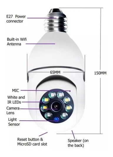 CÁMARA IP SEGURIDAD AMPOLLETA MOTORIZADA 360° E27 SOCKET - 4