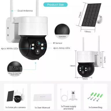 CÁMARA SEGURIDAD SOLAR 1080P DOMO WIFI SOLAR RESISTE AL AGUA - 2