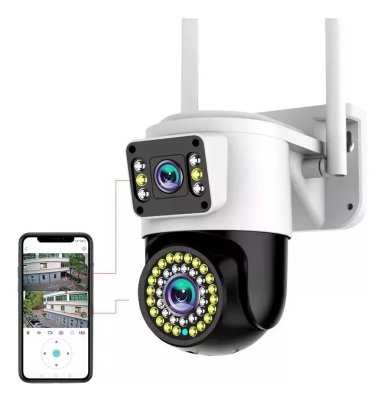 CAMARA WIFI SEGURIDAD 4K HD DOBLE LENTE ZOOM X8 ALARMA PTZ | Blanco - 1