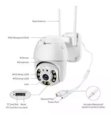 CAMARA SEGURIDAD WIFI IP RANURA MICROSD EXTERIOR 1080P - 3