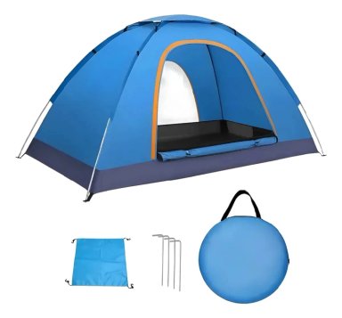 CARPA CAMPING PARA 3 PERSONAS TEJIDO POLIMERO AZUL TIENDA - 2