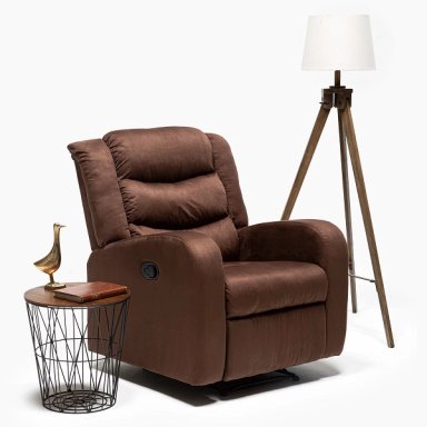 BERGER DANIELS 1 CUERPO TERCIOPELO RECLINABLE MARRÓN CON MASAJE + CONTROL REMOTO - 2