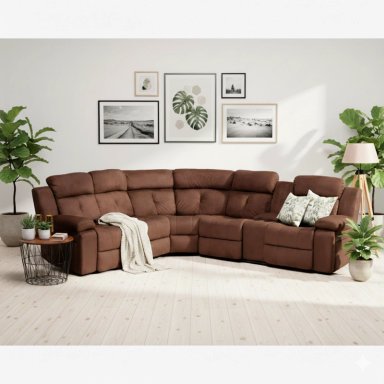 SOFÁ SECCIONAL DANIELS 5 CUERPOS TERCIOPELO MODERNO LIVING ARIZONA CON CONSOLA - 1