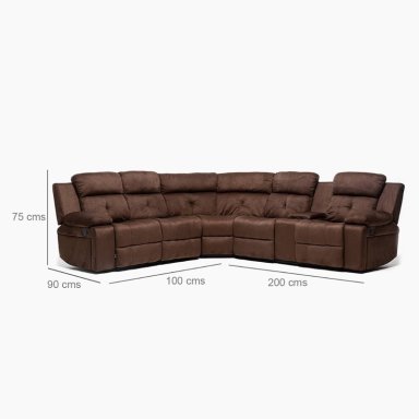 SOFÁ SECCIONAL DANIELS 5 CUERPOS TERCIOPELO MODERNO LIVING ARIZONA CON CONSOLA - 4