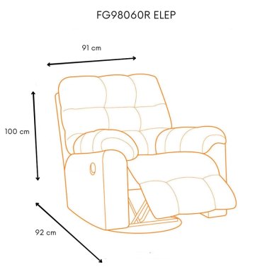 BERGER DANIELS 98060R 1 CUERPO TERCIOPELO CAFE RECLINABLE MODERNO MARTELL ELEPHANT - 2
