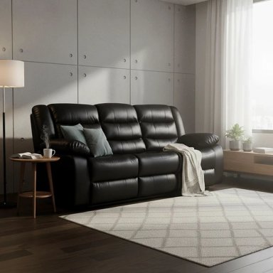 SOFA ROMA 3 CUERPOS NEGRO RECLINABLE MODERNO - 1