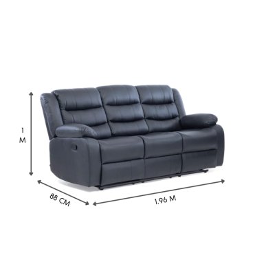 SOFA ROMA 3 CUERPOS NEGRO RECLINABLE MODERNO - 5