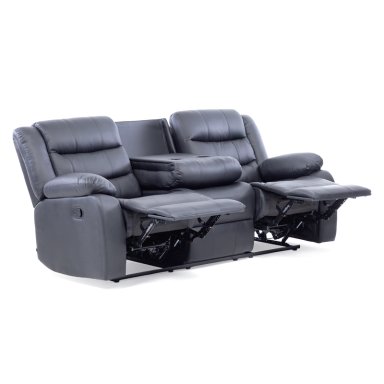 SOFA ROMA 3 CUERPOS NEGRO RECLINABLE MODERNO - 8