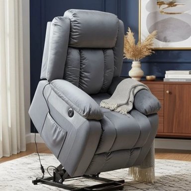 BERGER RECLINABLE ELÉCTRICO LIFT + MASAJE + CALENTADOR LIVORNO GRIS KM8822MDG - 1