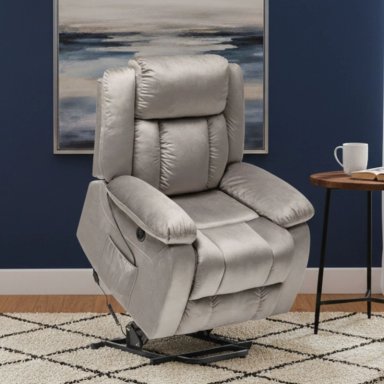BERGER RECLINABLE ELÉCTRICO LIFT + MASAJE + CALENTADOR LIVORNO GRIS CLARO KM8822MLG - 1