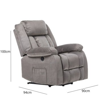 BERGER RECLINABLE ELÉCTRICO LIFT + MASAJE + CALENTADOR LIVORNO GRIS CLARO KM8822MLG - 9