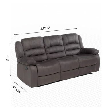 SOFÁ 3 CUERPOS RECLINABLE CLÁSICO MARTELL GRIS 98060SGR - 9