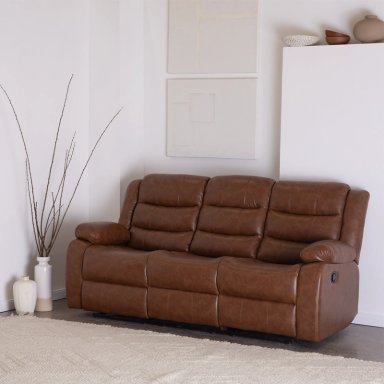 SOFÁ DANIELS KM060SBR 3 CUERPOS CAFÉ RECLINABLE MODERNO ROMA - 1