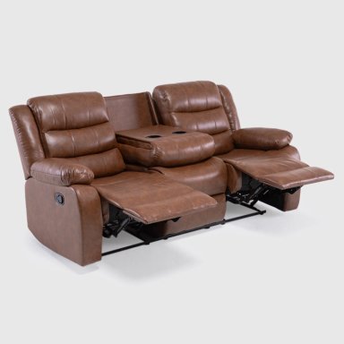 SOFÁ DANIELS KM060SBR 3 CUERPOS CAFÉ RECLINABLE MODERNO ROMA - 7