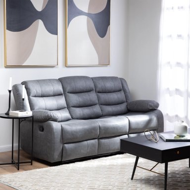 SOFÁ DANIELS KM060SGR 3 CUERPOS GRIS RECLINABLE MODERNO ROMA - 1