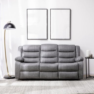 SOFÁ DANIELS KM060SGR 3 CUERPOS GRIS RECLINABLE MODERNO ROMA - 2