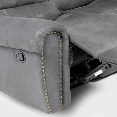 SOFÁ SECCIONAL RECLINABLE MODERNO GRIS 5 CUERPOS + CONSOLA CASTLE 7245CHCGR - 3
