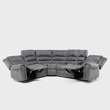 SOFÁ SECCIONAL RECLINABLE MODERNO GRIS 5 CUERPOS + CONSOLA CASTLE 7245CHCGR - 8