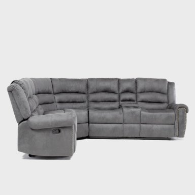 SOFÁ SECCIONAL RECLINABLE MODERNO GRIS 5 CUERPOS + CONSOLA CASTLE 7245CHCGR - 9
