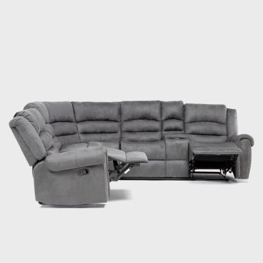 SOFÁ SECCIONAL RECLINABLE MODERNO GRIS 5 CUERPOS + CONSOLA CASTLE 7245CHCGR - 10