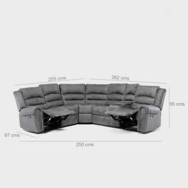 SOFÁ SECCIONAL RECLINABLE MODERNO GRIS 5 CUERPOS + CONSOLA CASTLE 7245CHCGR - 12
