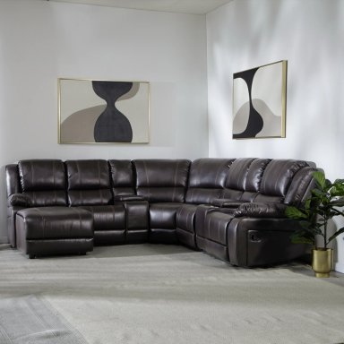 SOFÁ SECCIONAL CAFÉ - MODERNO IZQUIERDO + 2 CONSOLAS ROYALTY KM9026BRL - 1