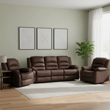 LIVING SOFÁ 3 CUERPOS RECLINABLE MARTELL CAFÉ + 2 BERGERS 98060 - 1