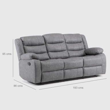 LIVING SOFÁ 3 CUERPOS RECLINABLE ROMA GRIS + 2 BERGERS KM060GR - 4