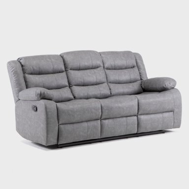 LIVING SOFÁ 3 CUERPOS RECLINABLE ROMA GRIS + 2 BERGERS KM060GR - 12