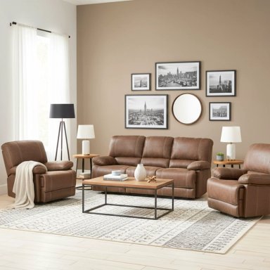 LIVING SOFÁ 3 CUERPOS RECLINABLE CASTLE CAFÉ + 2 BERGERS 98023R4 - 1